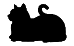 Black silhouette of a cat on a white background